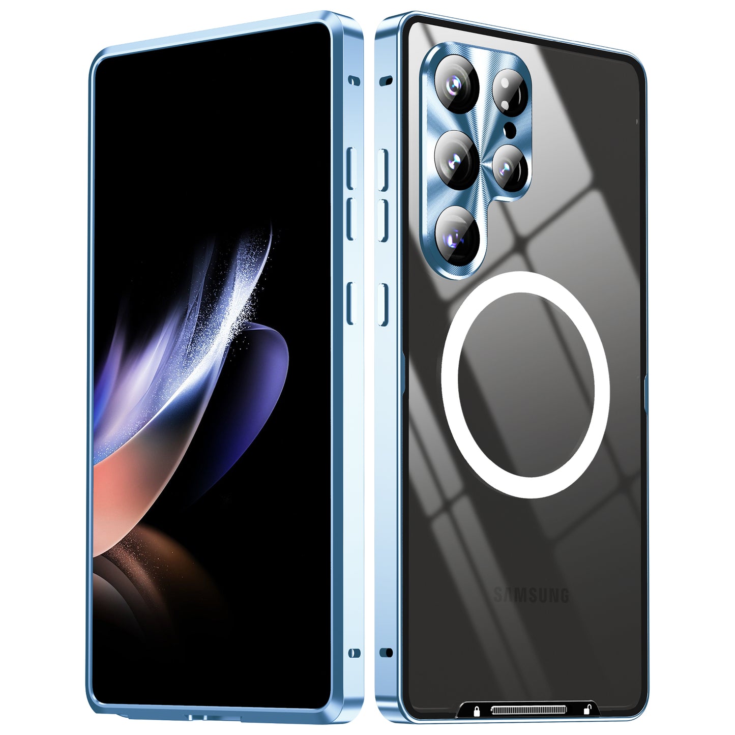 Mattes Metall Magnetisch Magsafe Hülle Samsung Galaxy S26 Ultra S25 Plus S23 S24 FE Aluminiumlegierung Kameralinse Glasfolie Plattiert Stoßfeste Schutzhülle