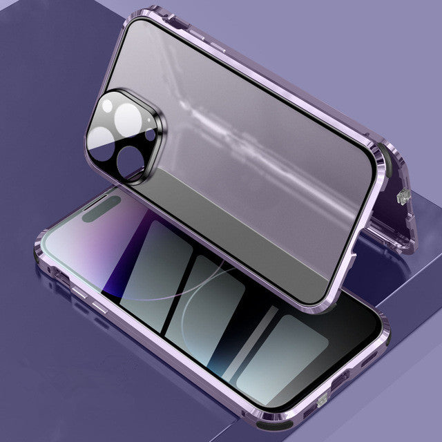 Luxus Anti-Peep Schutzh¨¹lle iPhone 14 Pro Max Magnetische Adsorption HandyH¨¹lle Apple 14 Plus doppelseitige Temperglas Metall