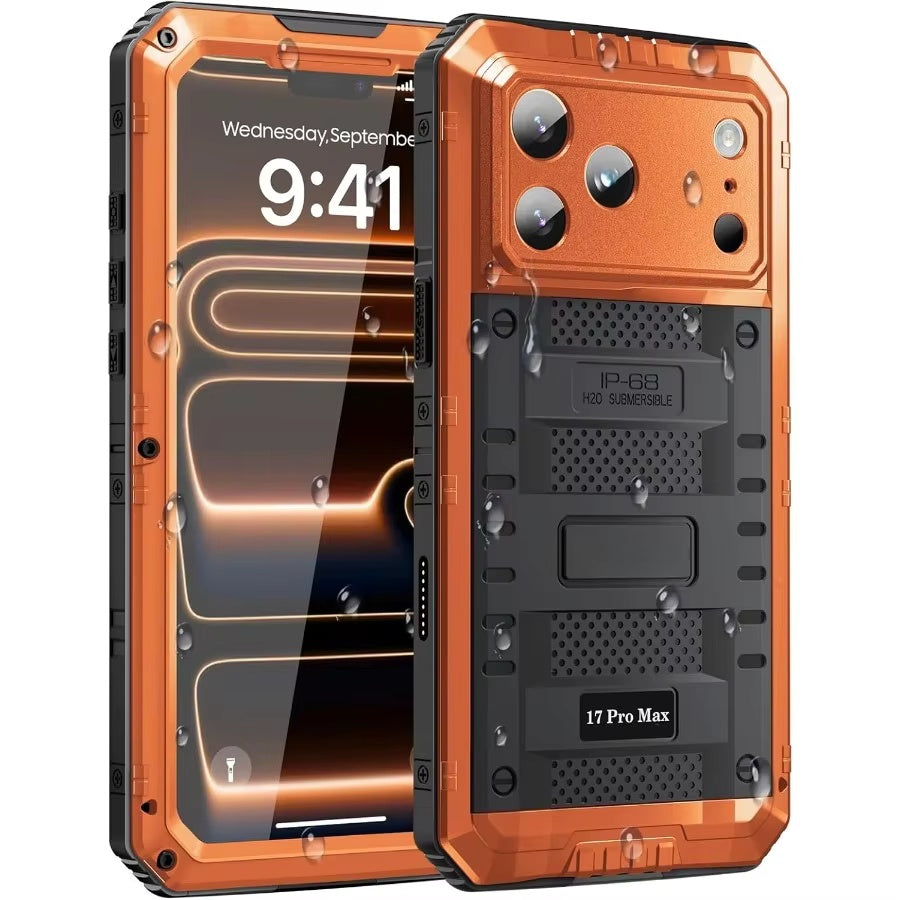 IP68 Wasserdichte Hülle für iPhone 17 Pro Max 16 Pro 15 14 Air Heavy Duty Handyhülle Stoßfeste Metallabdeckung Gehärtetes Glas Displayschutzfolie