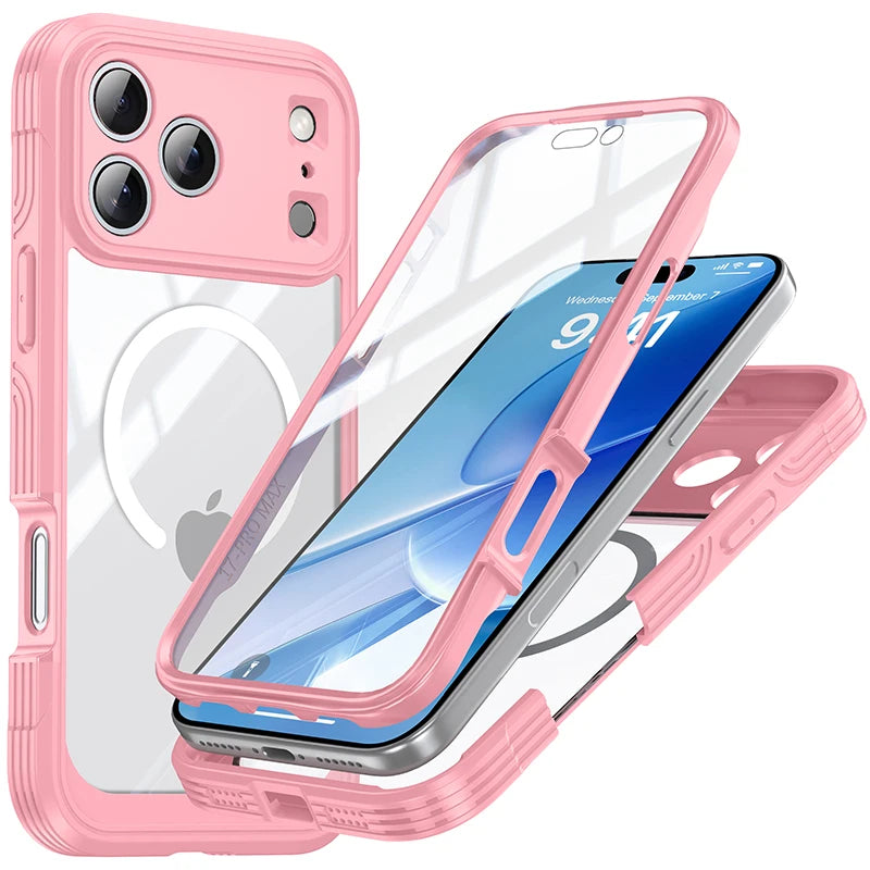 Magnetic MagSafe Case for iPhone 17 Pro Max Air Wireless Charging Back Cover 360 ¡ã Fully Protected Double-sided Transparent