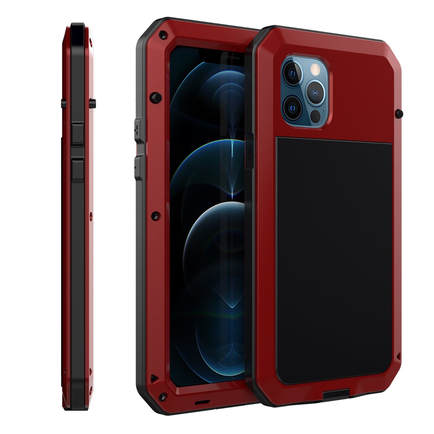 Luxury Doom Armor Case iphone 12 Pro Max Shockproof Dustproof Metal Aluminum Gorilla Glass 360 Full Body Cover Screws