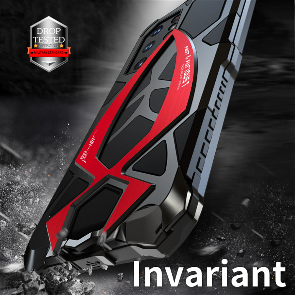 Cooles Samsung Galaxy S22 Ultra H¨¹lle Rennauto Schwerlast Robuste Abdeckung Metall R¨¹stung Case