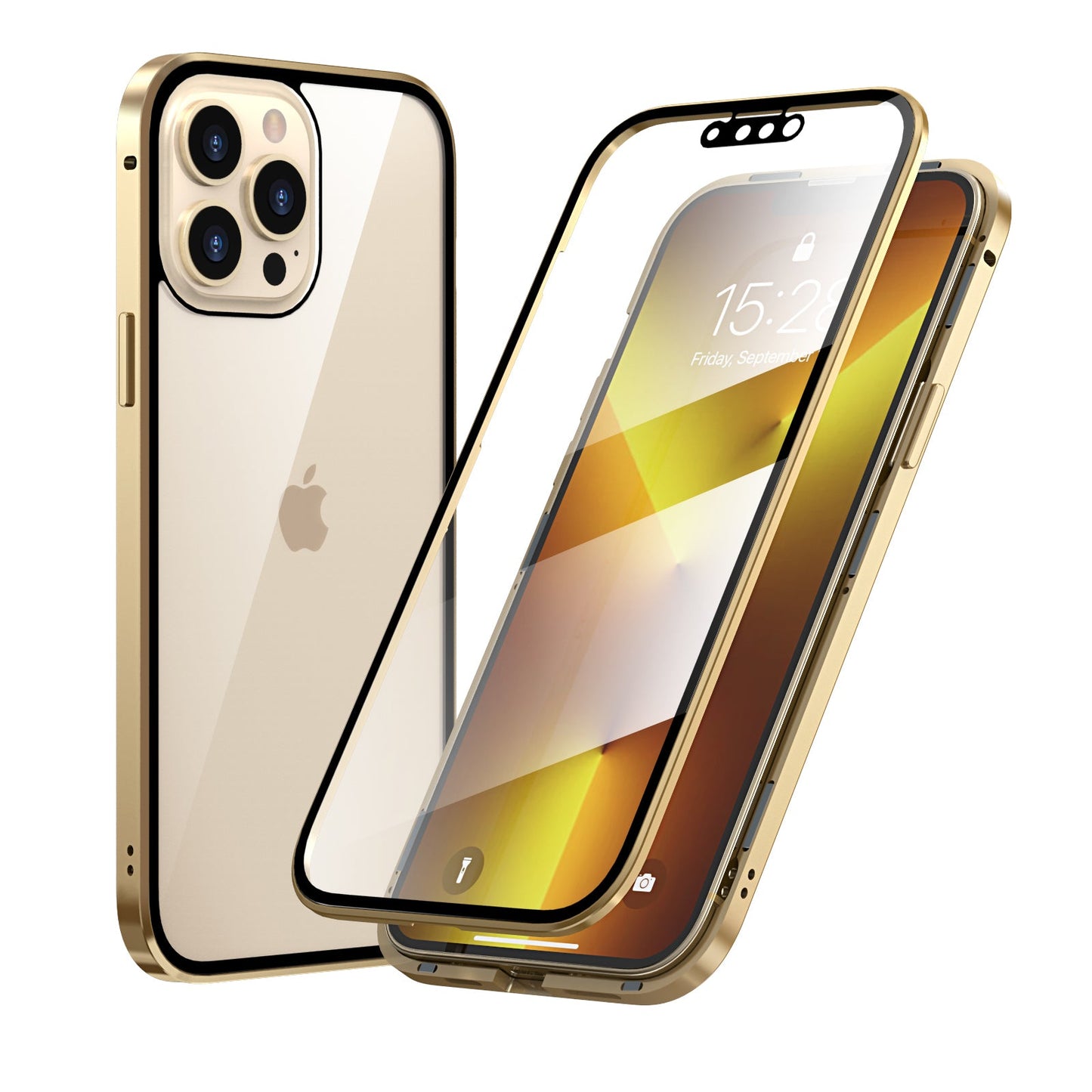 iPhone 13 Pro MAX Magnetic Adsorption Case 13 Mini High Clear Double Sided Tempered Glass Cover