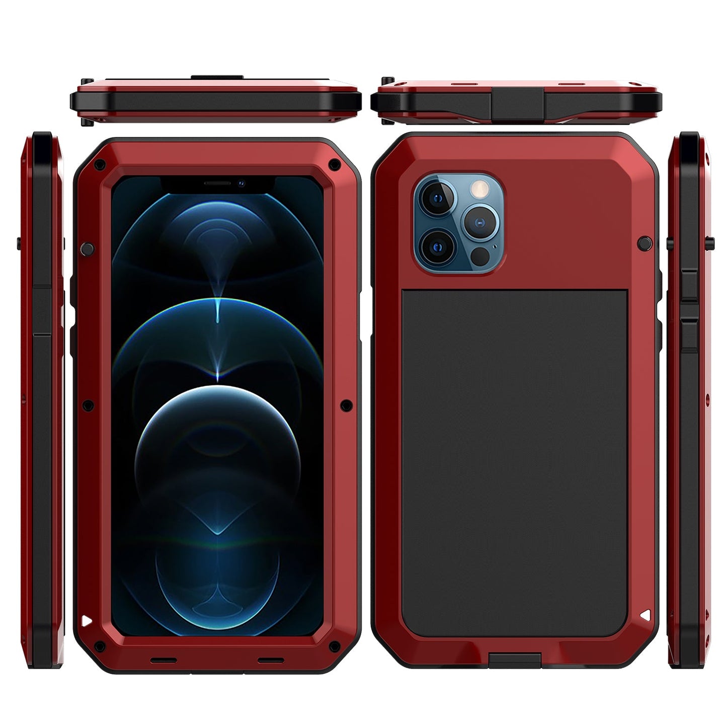 Luxury Doom Armor Case iphone 12 Pro Max Shockproof Dustproof Metal Aluminum Gorilla Glass 360 Full Body Cover Screws
