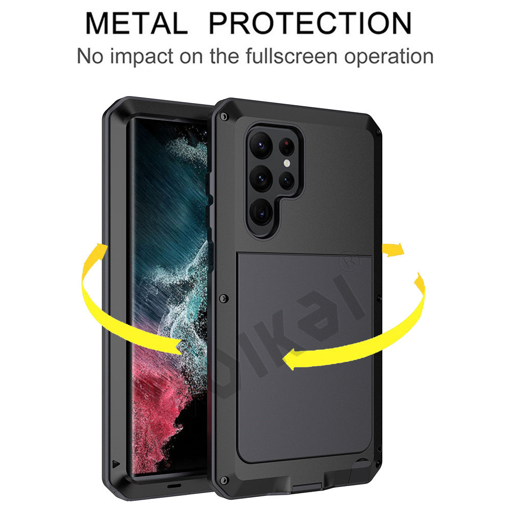 Luxury Case Samsung S22 Ultra Doom Armor Cover Outdoor Galaxy S22 Plus Shockproof Metal Aluminum 360 Full Body Bumper + Screws