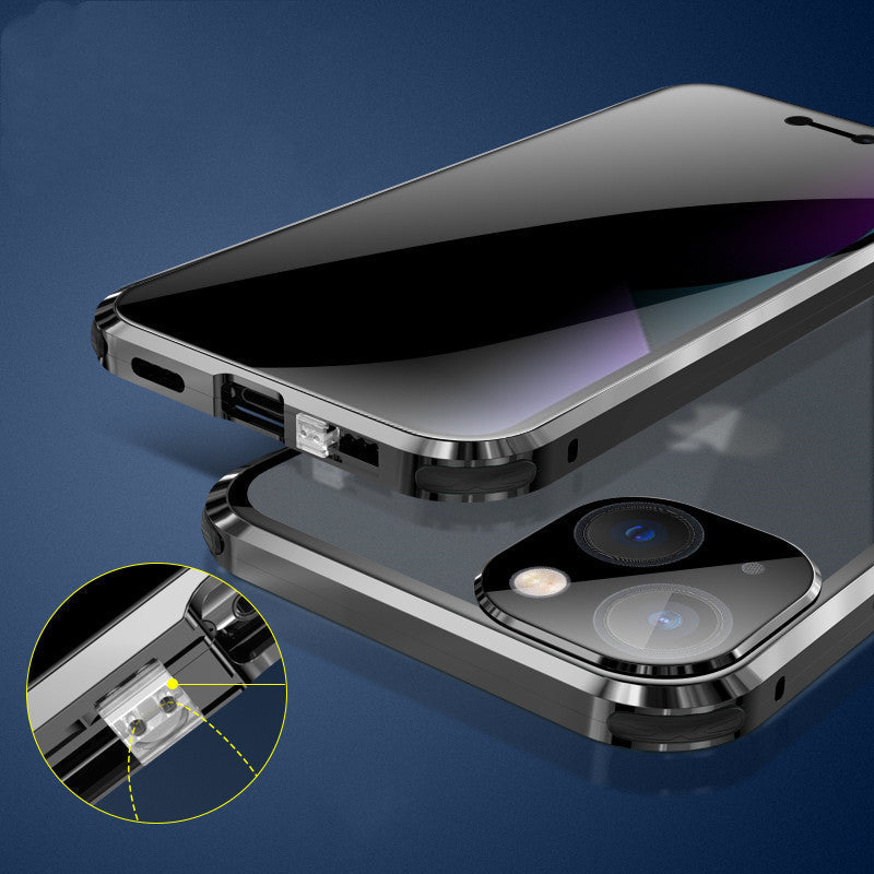 Luxus Anti-Peep Schutzh¨¹lle iPhone 14 Pro Max Magnetische Adsorption HandyH¨¹lle Apple 14 Plus doppelseitige Temperglas Metall 