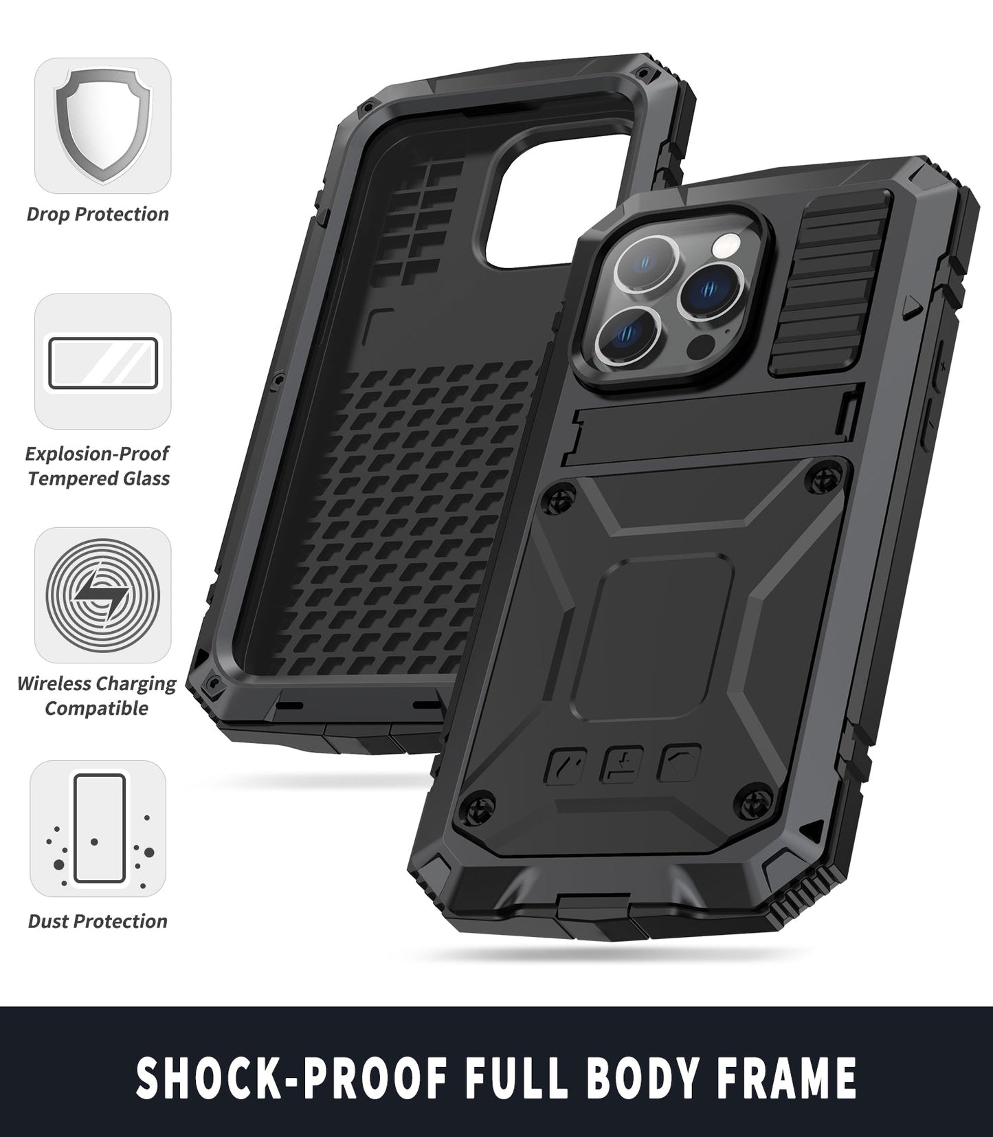 Apple iPhone 14 Pro Max Milit?r H¨¹lle Robuste St?nderabdeckung 14 Plus Rugged Armor Sto?fester Kameraschutz