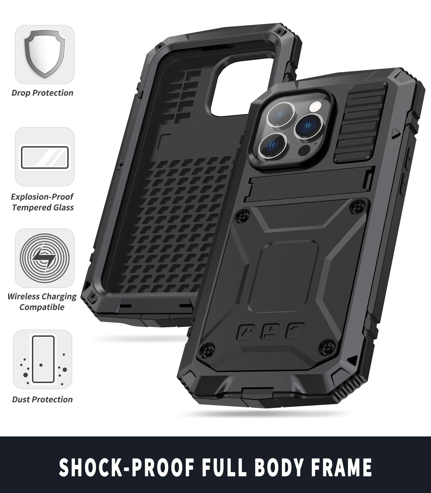 Apple iPhone 14 Pro Max Milit?r H¨¹lle Robuste St?nderabdeckung 14 Plus Rugged Armor Sto?fester Kameraschutz