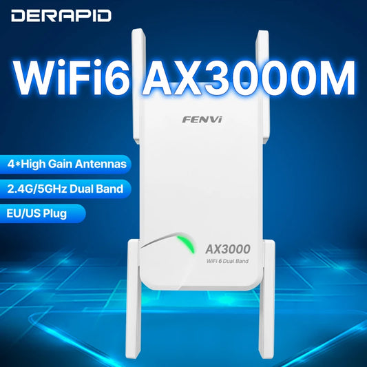 3000Mbps WiFi 6 Repeater AX3000 Signal Booster 5G 2.4G 802.11ac Gigabit Long Range WiFi Extender Amplifier	
