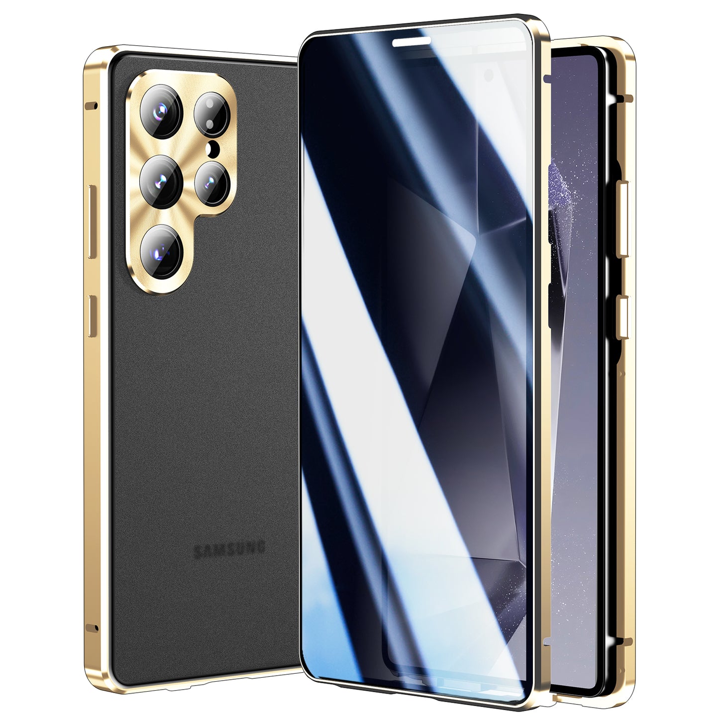 Luxuriöse Anti-peep Handyhülle Samsung Galaxy S26 Ultra S25 Plus S24 23 Doppelseitige Gehärtete Glas Hülle Metall Magnet Privatsphäre Schutzhülle Objektivschutz 360 Grad