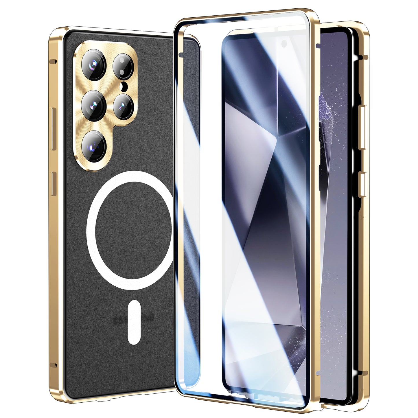 Luxuriöse Magnetischer Magsafe Hülle Samsung Galaxy S26 Ultra Doppelseitige Gehärtete Glas Metall Hülle für S25 Plus S24 23 Objektivschutz 360 Grad Schutzhülle