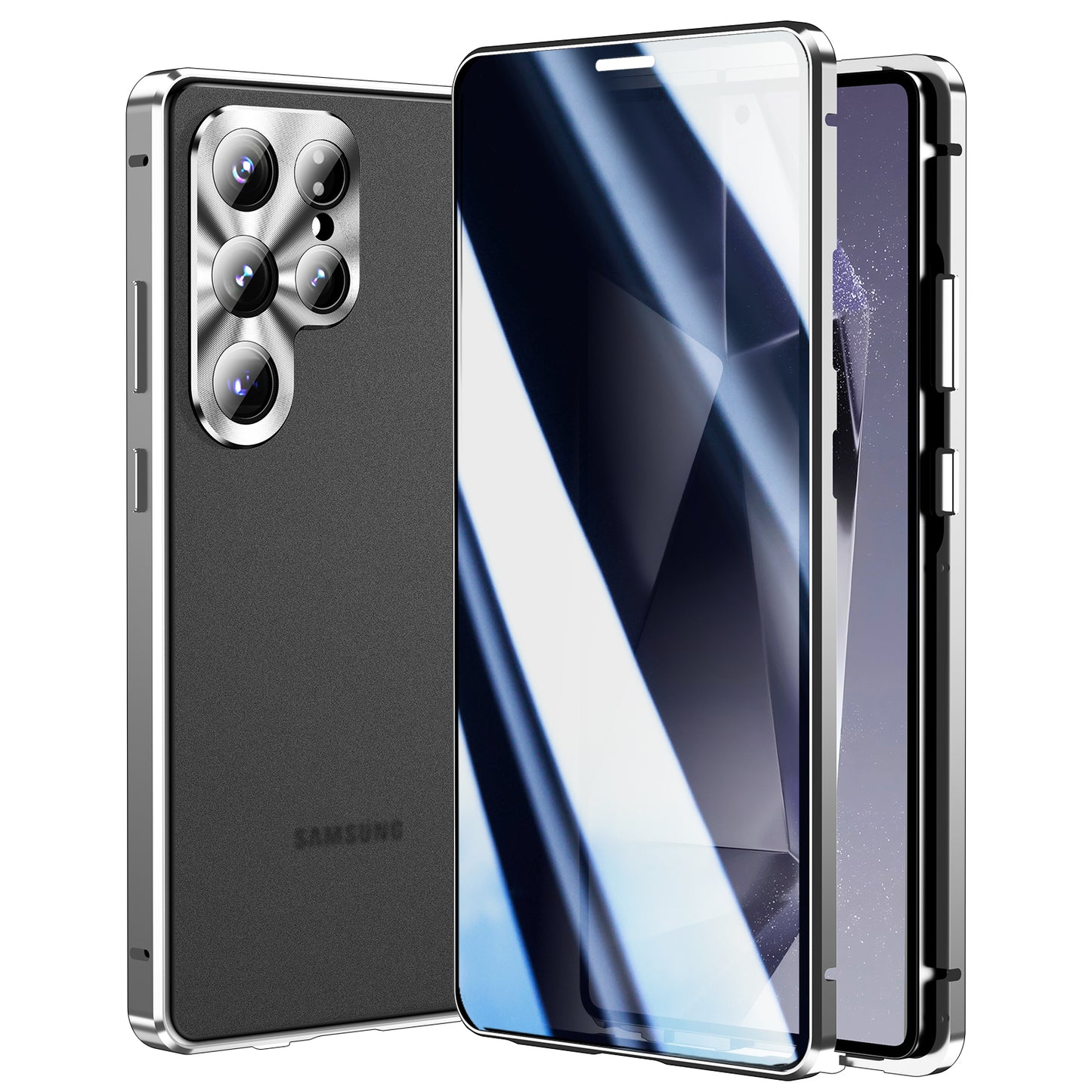 Luxuriöse Anti-peep Handyhülle Samsung Galaxy S26 Ultra S25 Plus S24 23 Doppelseitige Gehärtete Glas Hülle Metall Magnet Privatsphäre Schutzhülle Objektivschutz 360 Grad