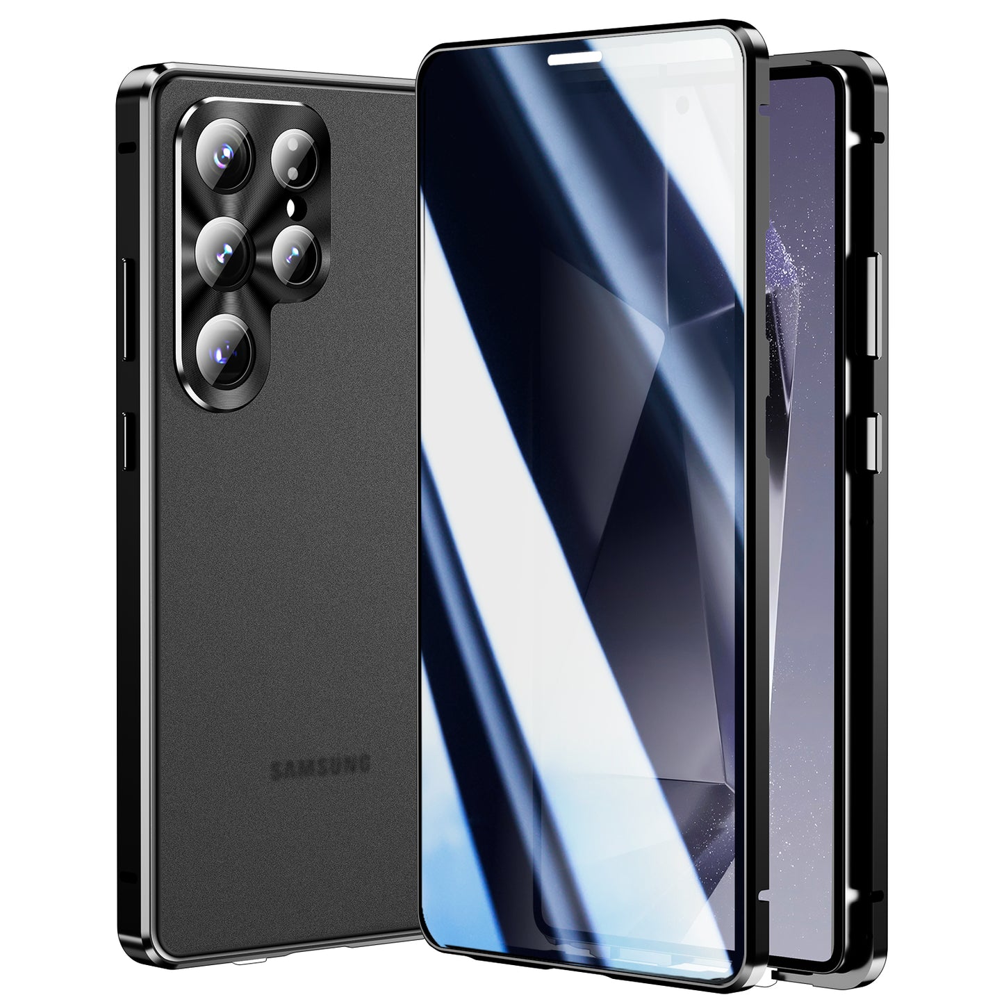 Luxuriöse Anti-peep Handyhülle Samsung Galaxy S26 Ultra S25 Plus S24 23 Doppelseitige Gehärtete Glas Hülle Metall Magnet Privatsphäre Schutzhülle Objektivschutz 360 Grad