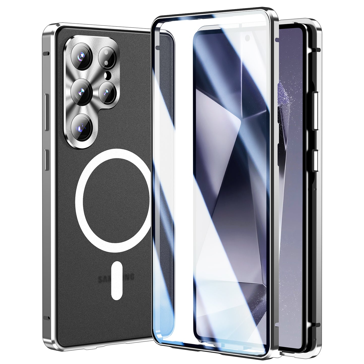 Luxuriöse Magnetischer Magsafe Hülle Samsung Galaxy S26 Ultra Doppelseitige Gehärtete Glas Metall Hülle für S25 Plus S24 23 Objektivschutz 360 Grad Schutzhülle