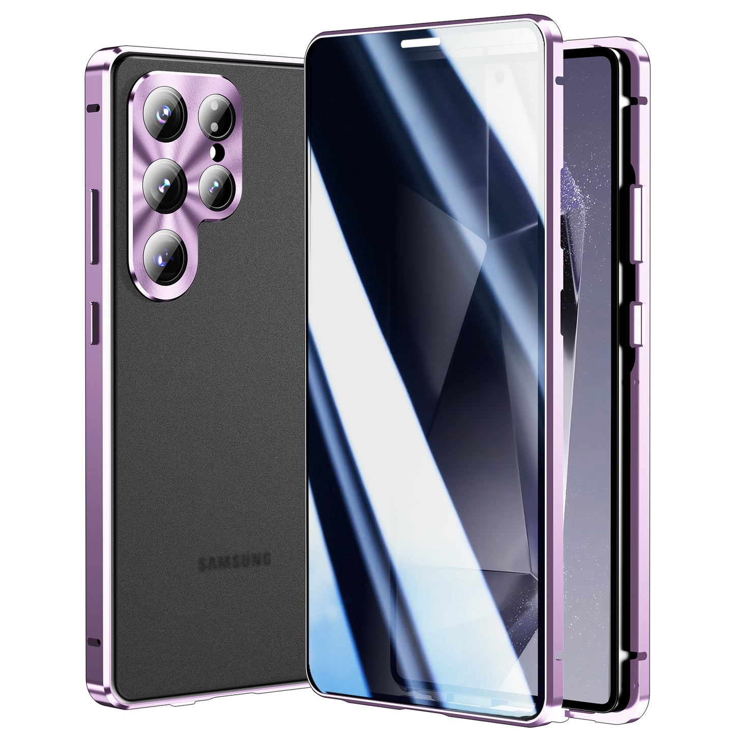 Luxuriöse Anti-peep Handyhülle Samsung Galaxy S26 Ultra S25 Plus S24 23 Doppelseitige Gehärtete Glas Hülle Metall Magnet Privatsphäre Schutzhülle Objektivschutz 360 Grad
