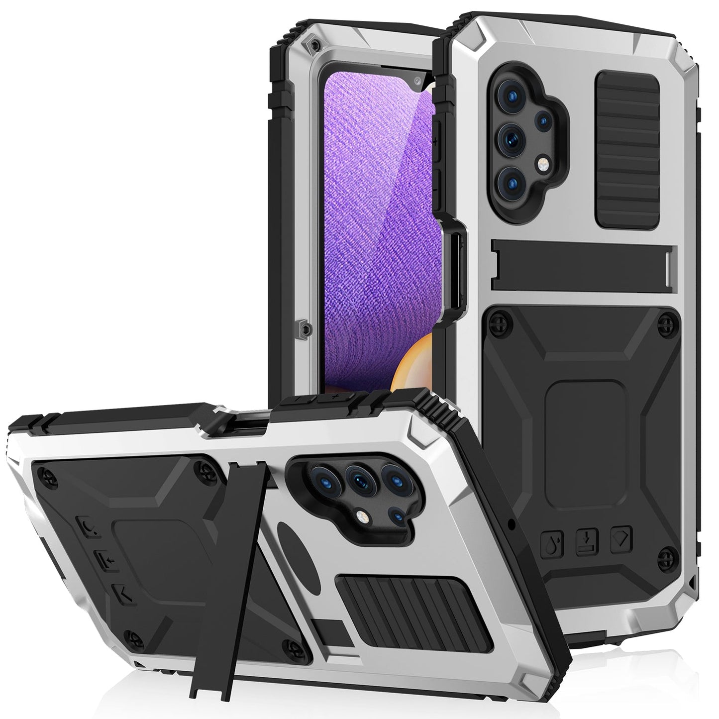 Luxus Samsung Galaxy A32 Milit?r Handyh¨¹lle 4G 5G Robuste R¨¹stung Sto?fester 360-Grad Kameraschutz Heavy Duty Case