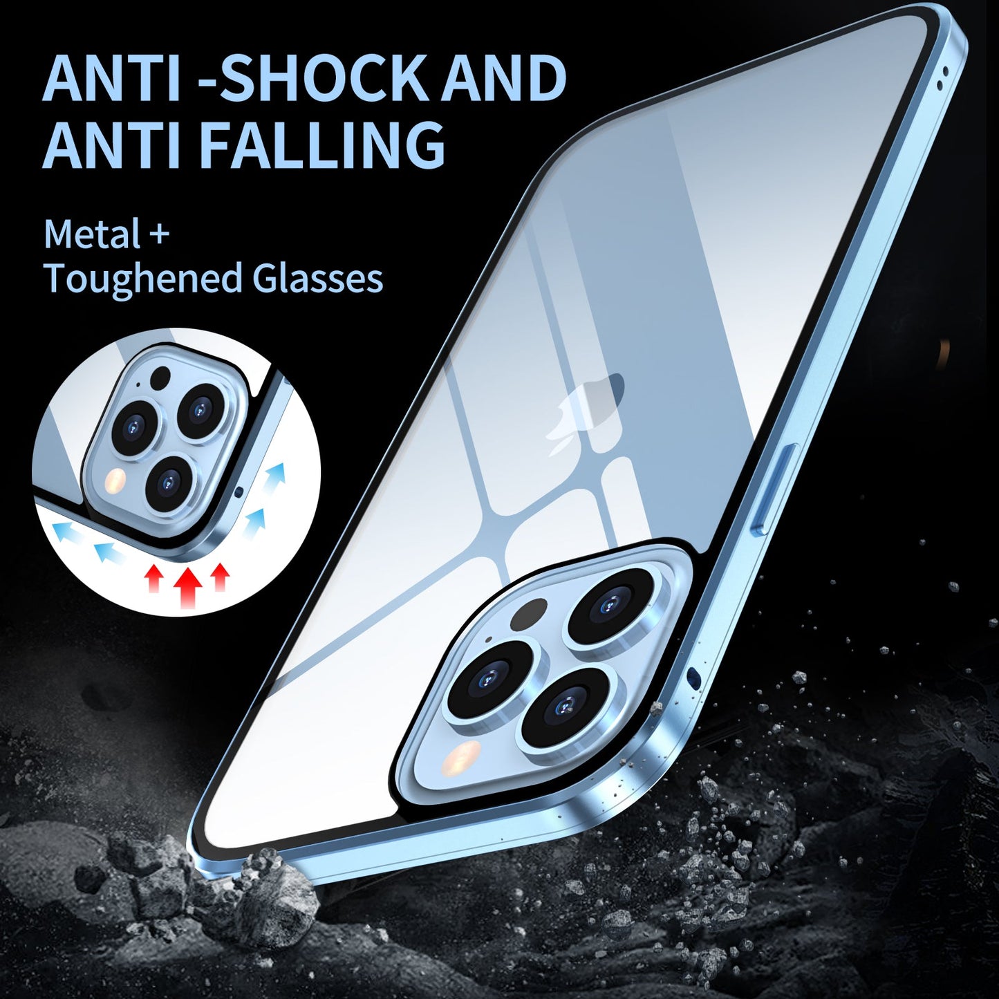 iPhone 13 Pro MAX Magnetic Adsorption Case 13 Mini High Clear Double Sided Tempered Glass Cover