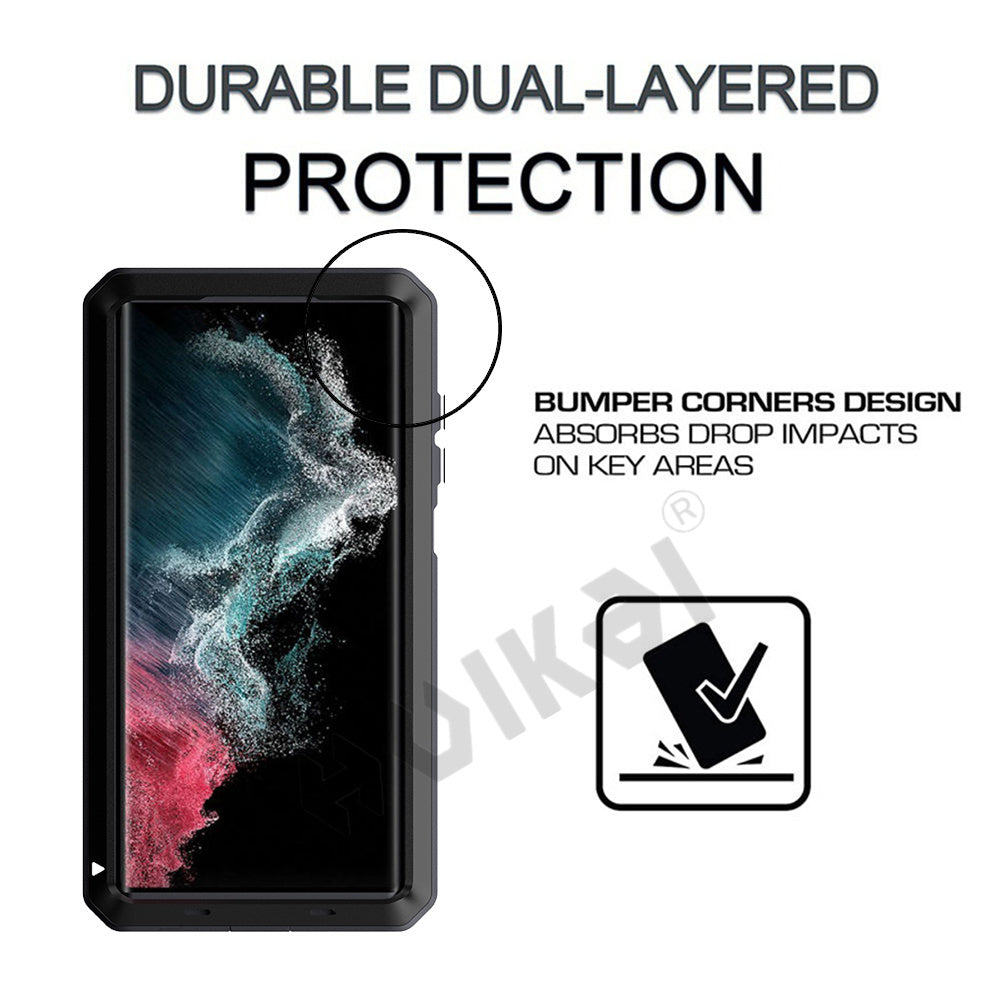 Luxury Case Samsung S22 Ultra Doom Armor Cover Outdoor Galaxy S22 Plus Shockproof Metal Aluminum 360 Full Body Bumper + Screws