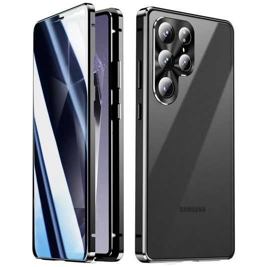 Luxuriöse Anti-peep Handyhülle Samsung Galaxy S26 Ultra S25 Plus S24 23 Doppelseitige Gehärtete Glas Hülle Metall Magnet Privatsphäre Schutzhülle Objektivschutz 360 Grad