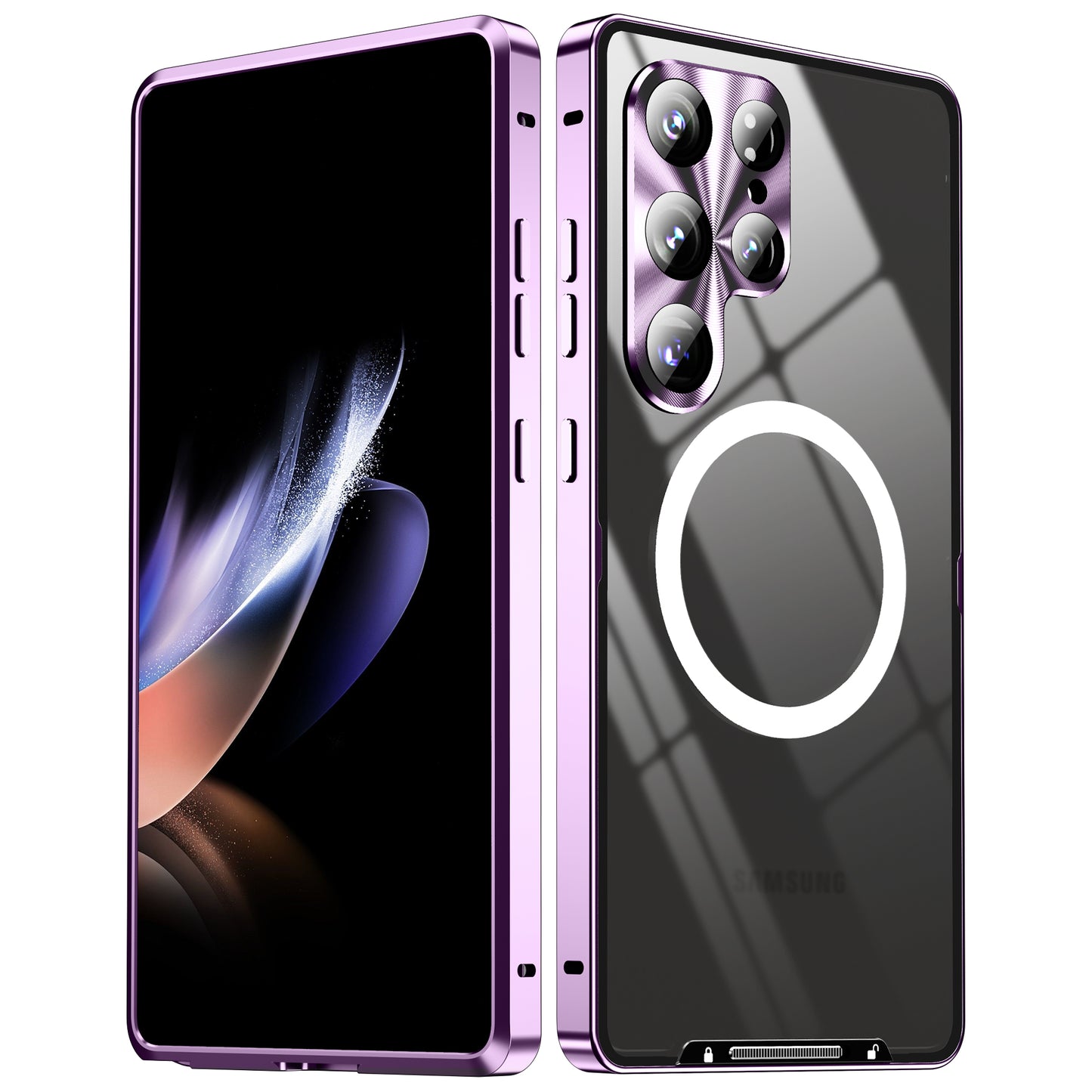 Mattes Metall Magnetisch Magsafe Hülle Samsung Galaxy S26 Ultra S25 Plus S23 S24 FE Aluminiumlegierung Kameralinse Glasfolie Plattiert Stoßfeste Schutzhülle