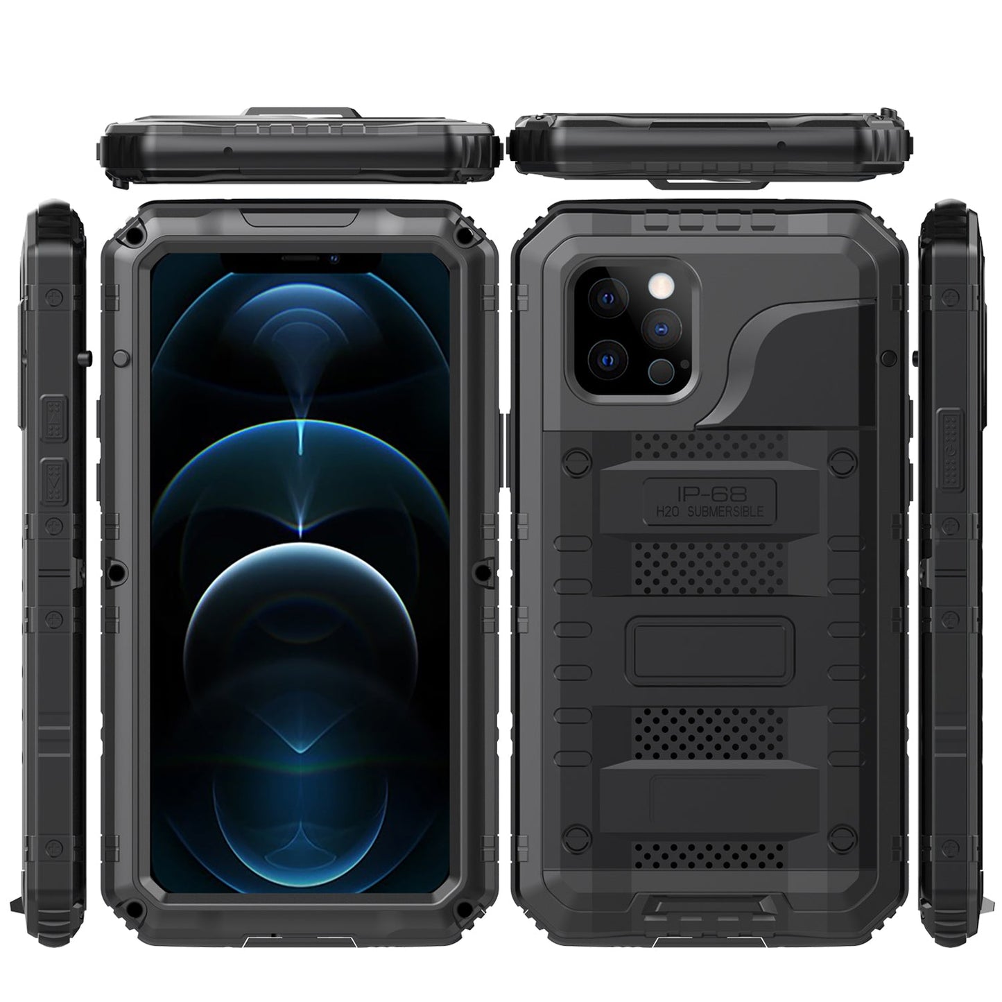 Luxury IP68 Waterproof Apple iPhone 12 Pro Max Gorilla Case Milit?ry Safeguard Outdoor Heavy Duty Metal Armor Cover
