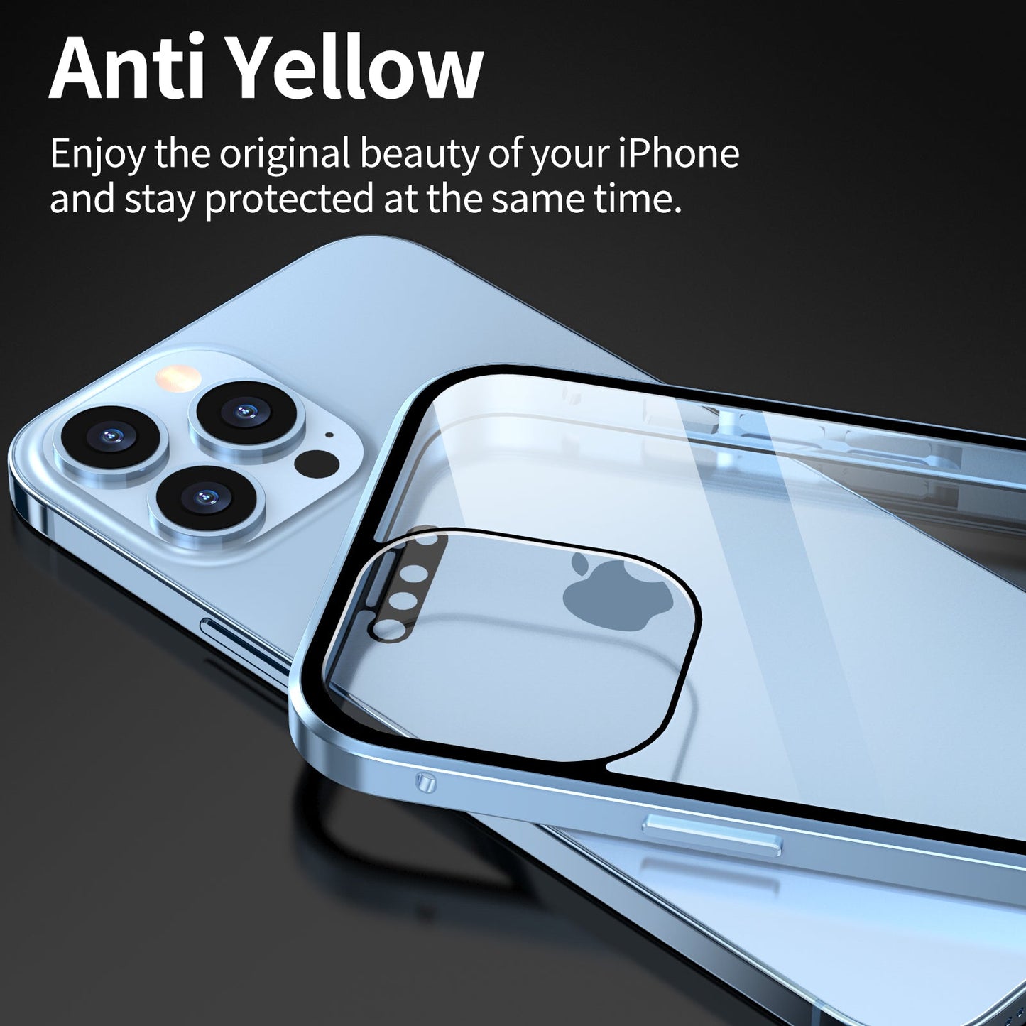 iPhone 13 Pro MAX Magnetic Adsorption Case 13 Mini High Clear Double Sided Tempered Glass Cover
