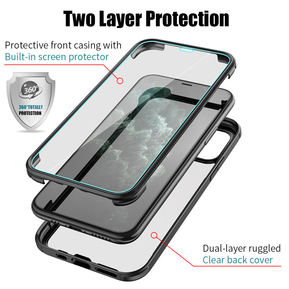 Apple iPhone 11 Pro Max Silikon H¨¹lle Doppelseitige Geh?rtete Glas abdeckung 360 Ganzk?rper Displayschutzfolie