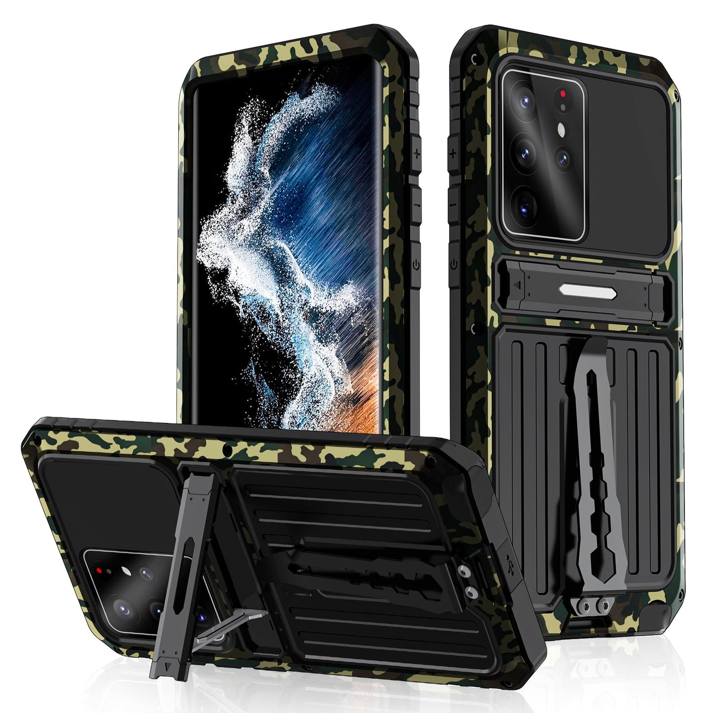 Milit?ry Case Samsung S21 Ultra Metal Armor Cover Shockproof Galaxy S21 FE Back Clip Invisible Bracket