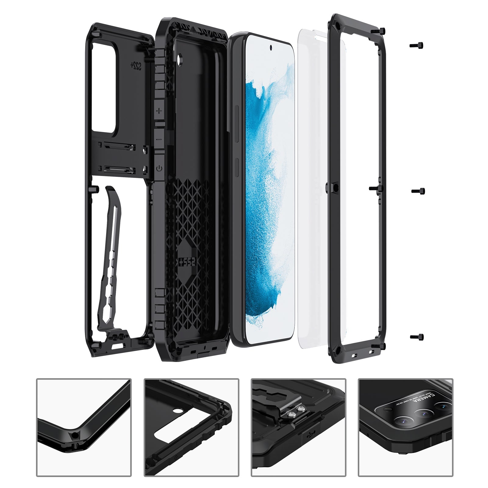 Samsung Galaxy S22 Ultra Milit?r H¨¹lle Armor Cover Shockproof Plus Metal Back Clip Invisible Bracket