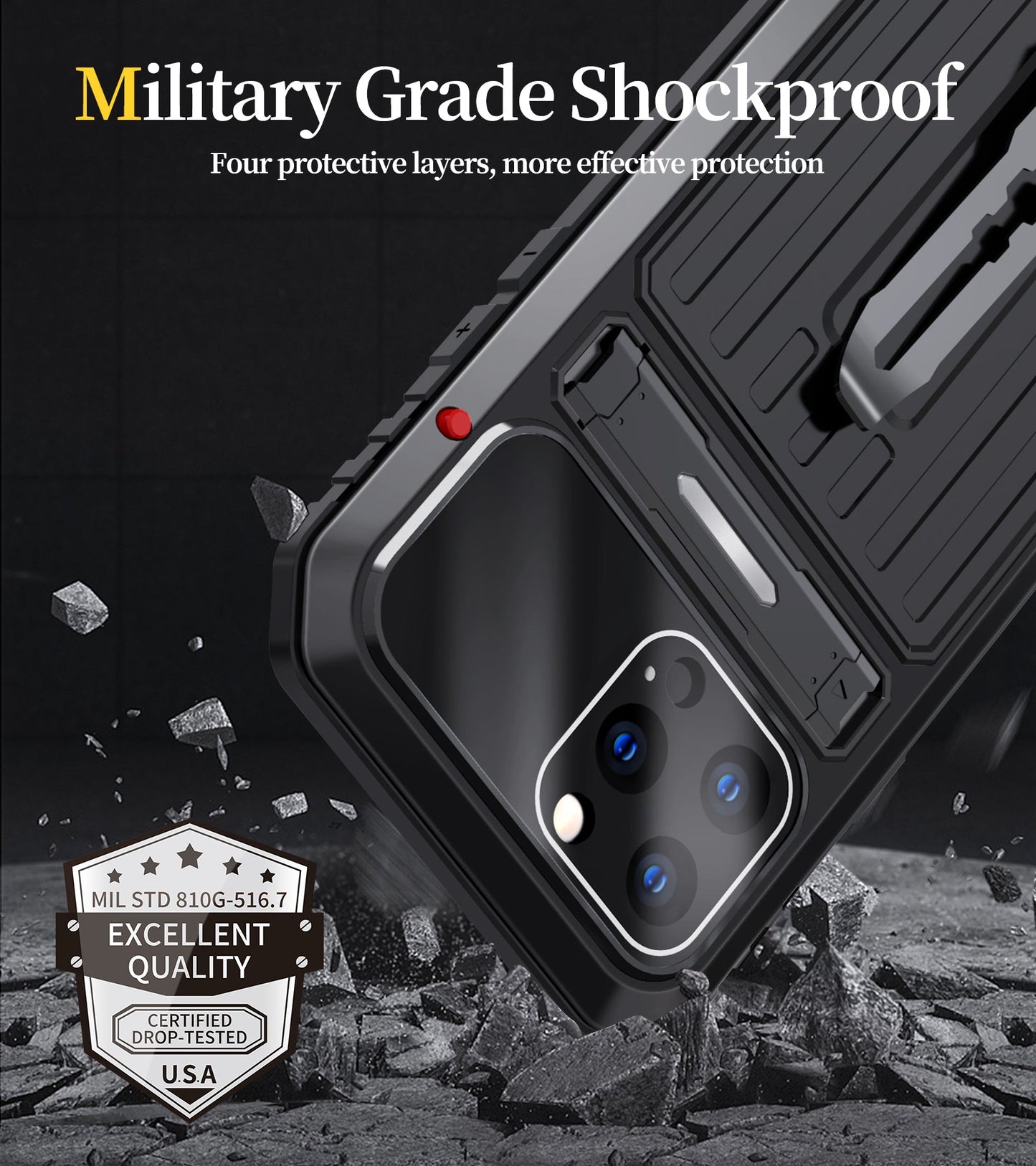 Apple iPhone 13 Pro Max Milit?r H¨¹lle Handy Apple 13 Sto?fester R¨¹ckenclip Metall R¨¹stung Case