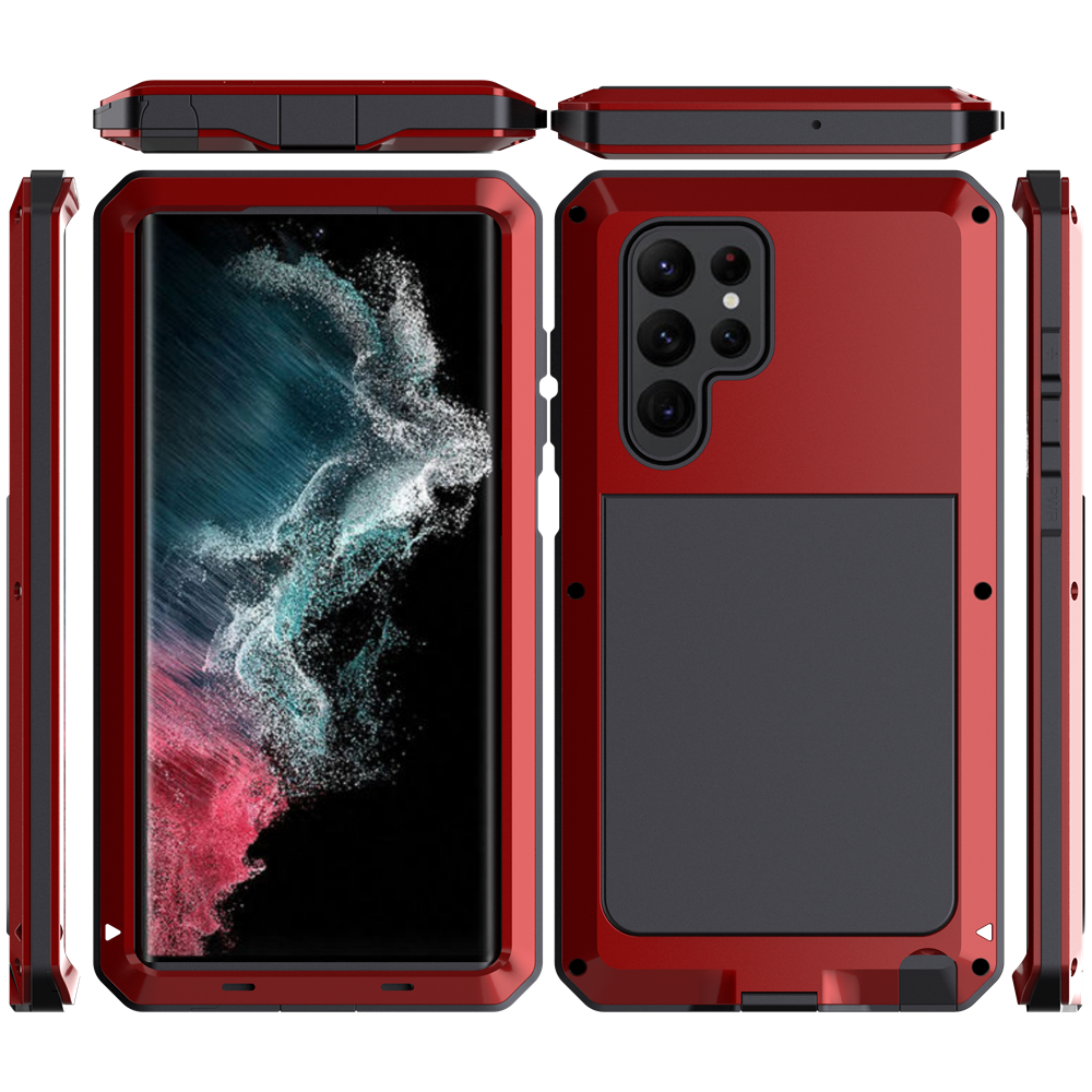 Luxury Case Samsung S22 Ultra Doom Armor Cover Outdoor Galaxy S22 Plus Shockproof Metal Aluminum 360 Full Body Bumper + Screws