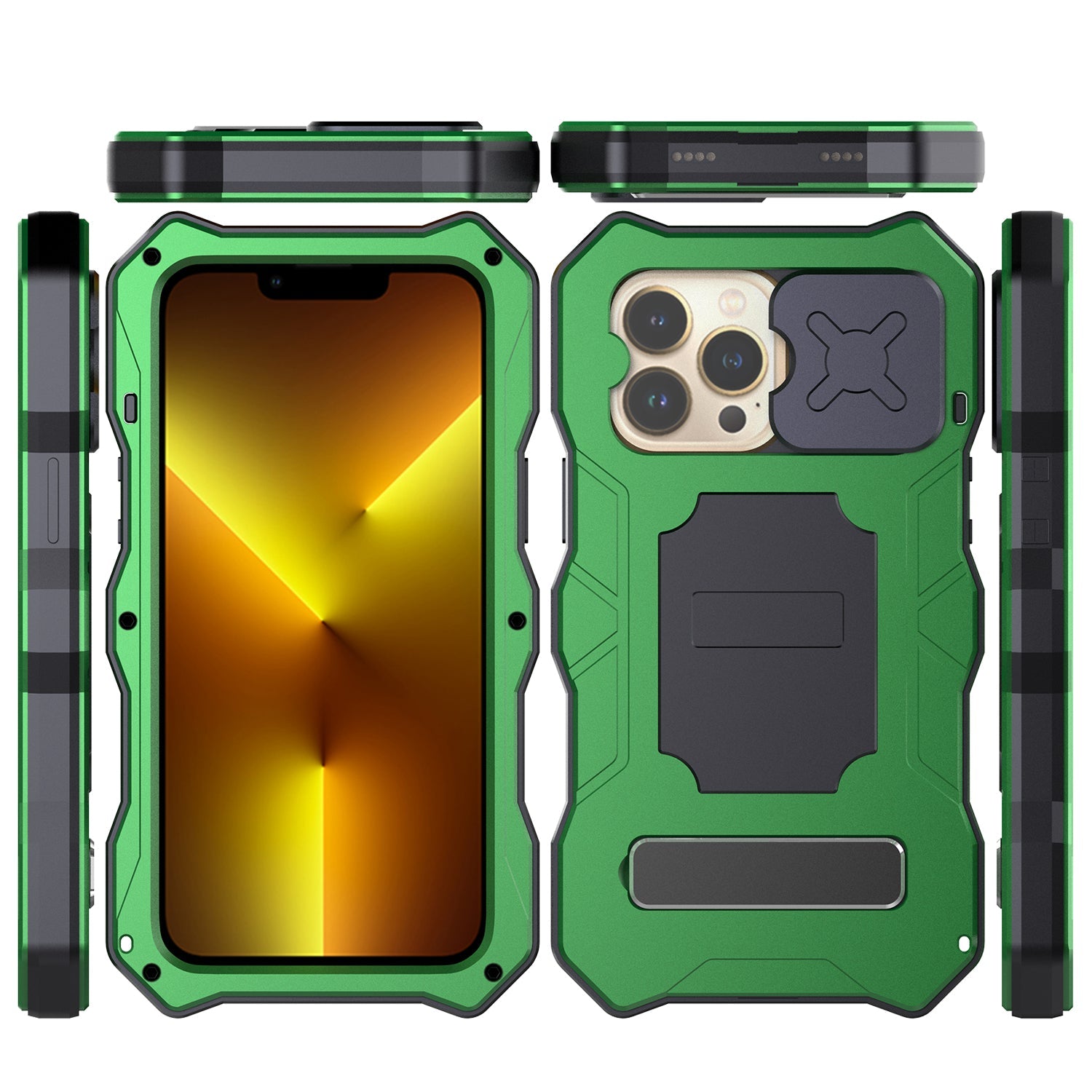 Apple iPhone 13 Pro Max Milit?r Handyh¨¹lle 12 Pro Rugged Armor Case Sto?stange Metall Gleiten Kameraschutz St?nder