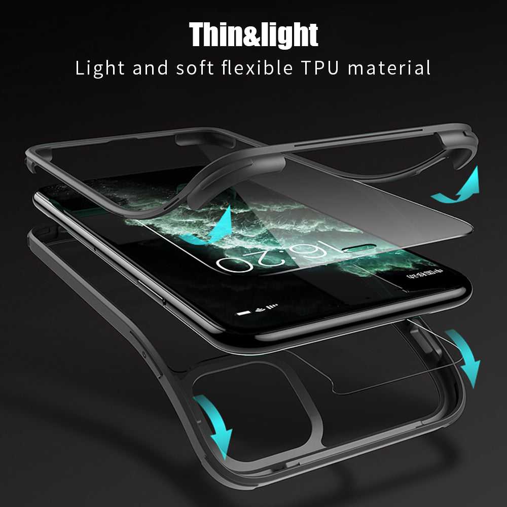 Apple iPhone 11 Pro Max Silikon H¨¹lle Doppelseitige Geh?rtete Glas abdeckung 360 Ganzk?rper Displayschutzfolie