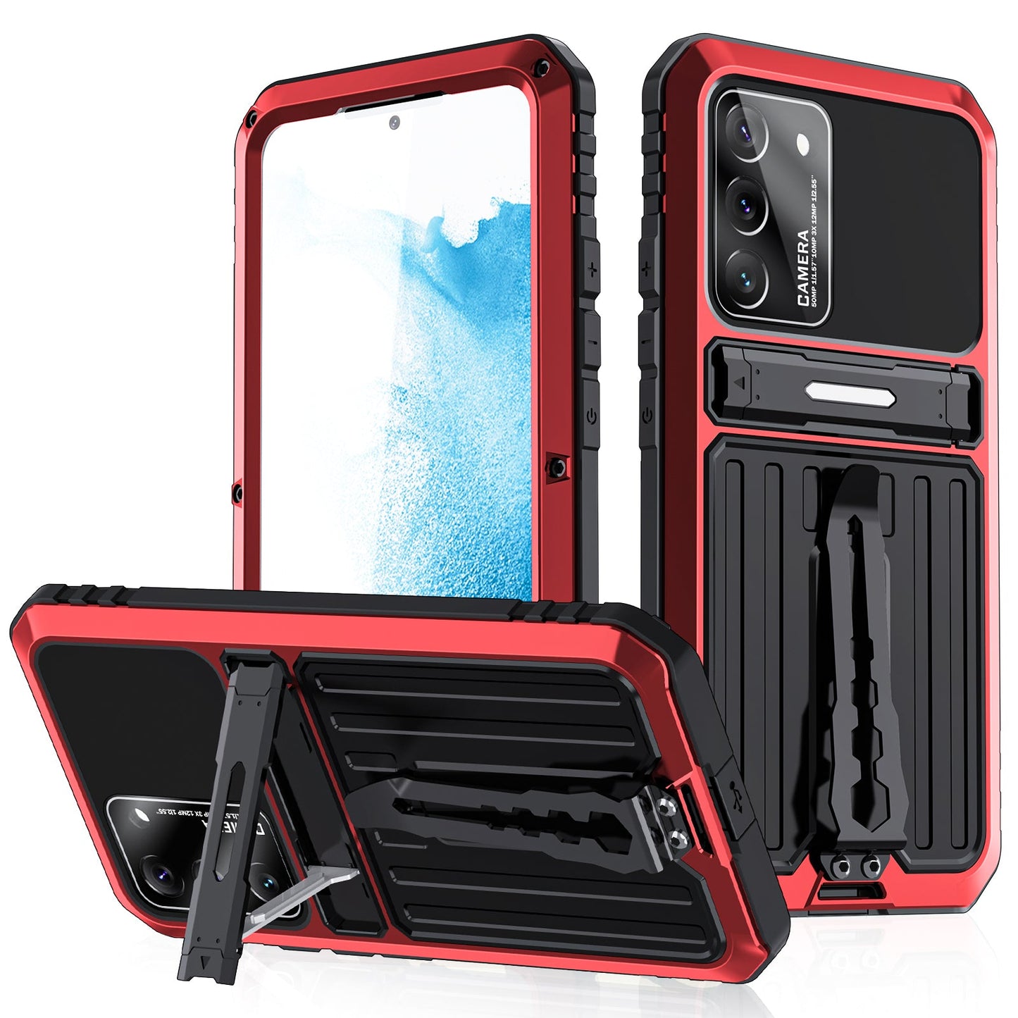 Samsung Galaxy S22 Ultra Milit?r H¨¹lle Armor Cover Shockproof Plus Metal Back Clip Invisible Bracket