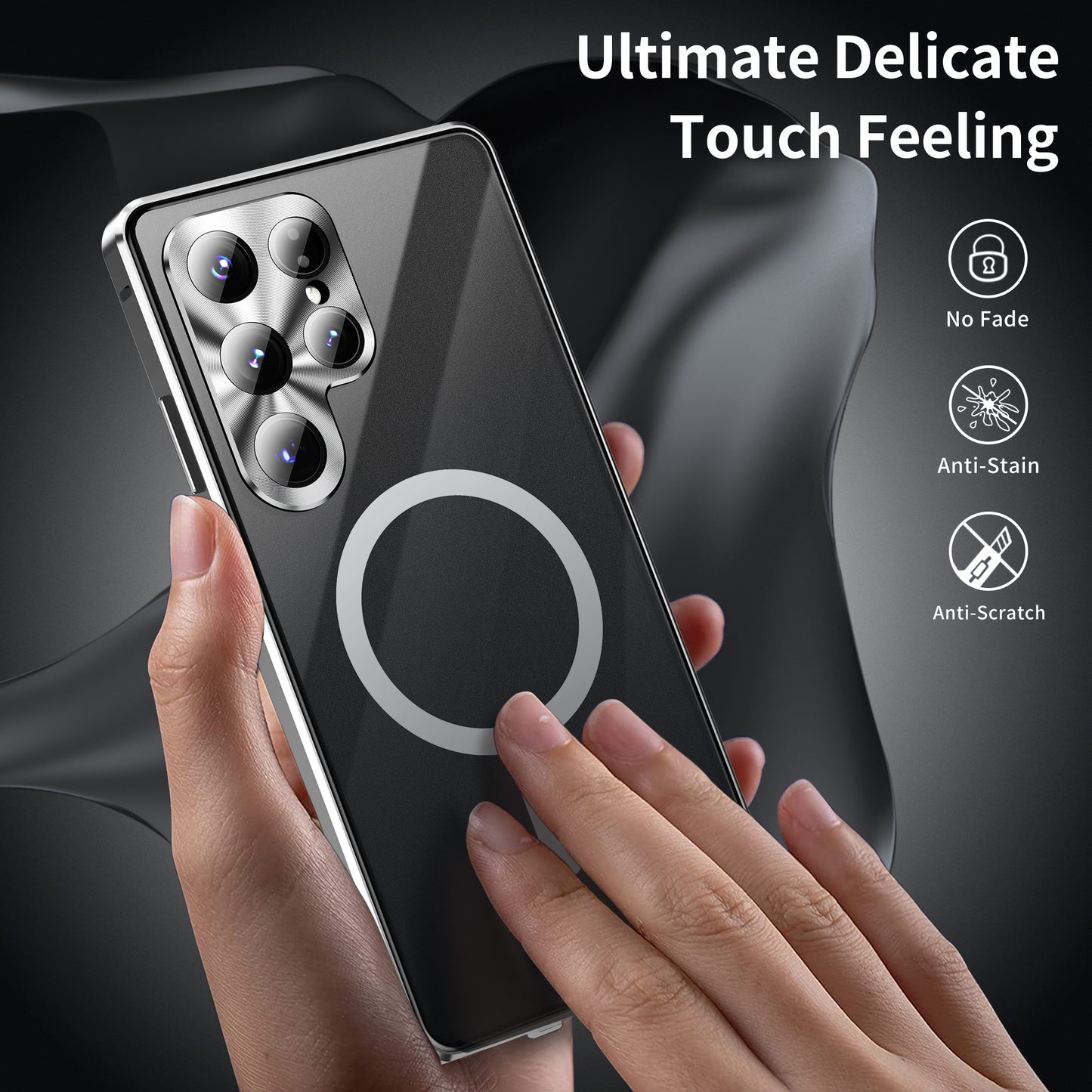 Luxuriöse Magnetischer Magsafe Hülle Samsung Galaxy S26 Ultra Doppelseitige Gehärtete Glas Metall Hülle für S25 Plus S24 23 Objektivschutz 360 Grad Schutzhülle