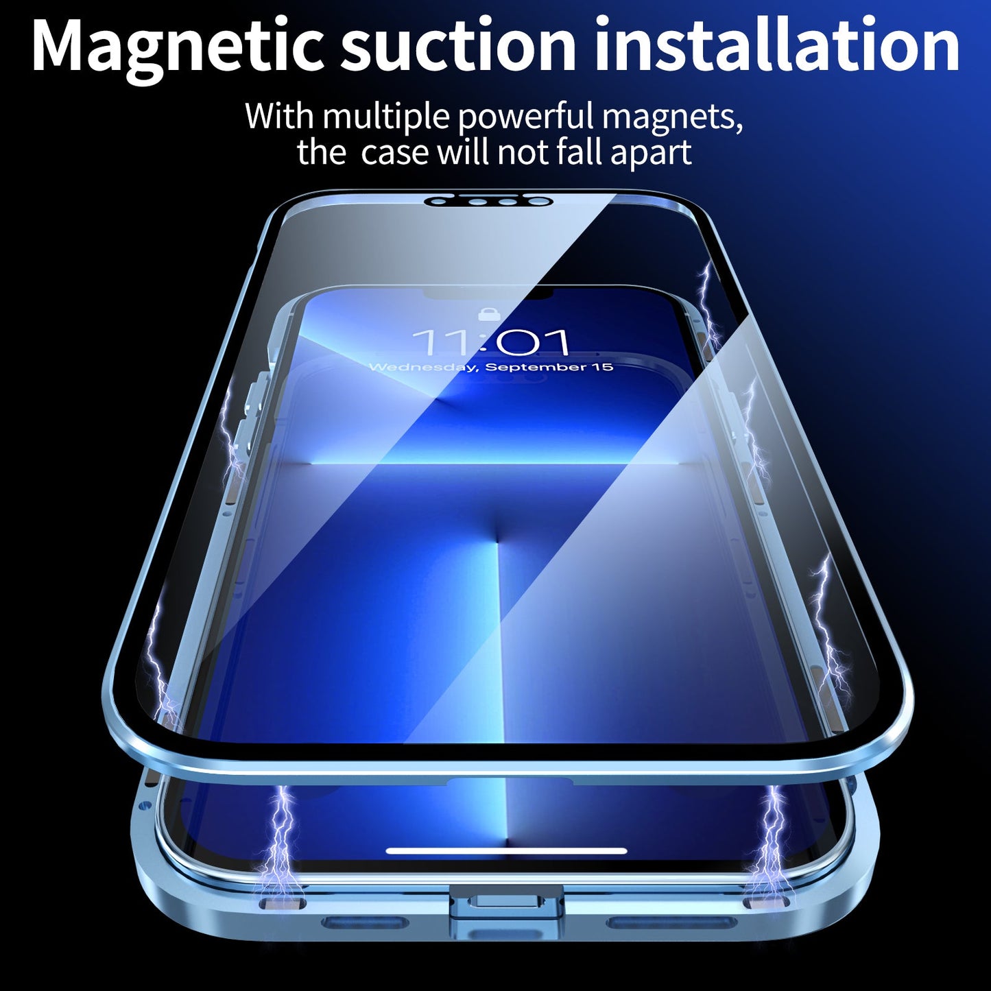 iPhone 13 Pro MAX Magnetic Adsorption Case 13 Mini High Clear Double Sided Tempered Glass Cover