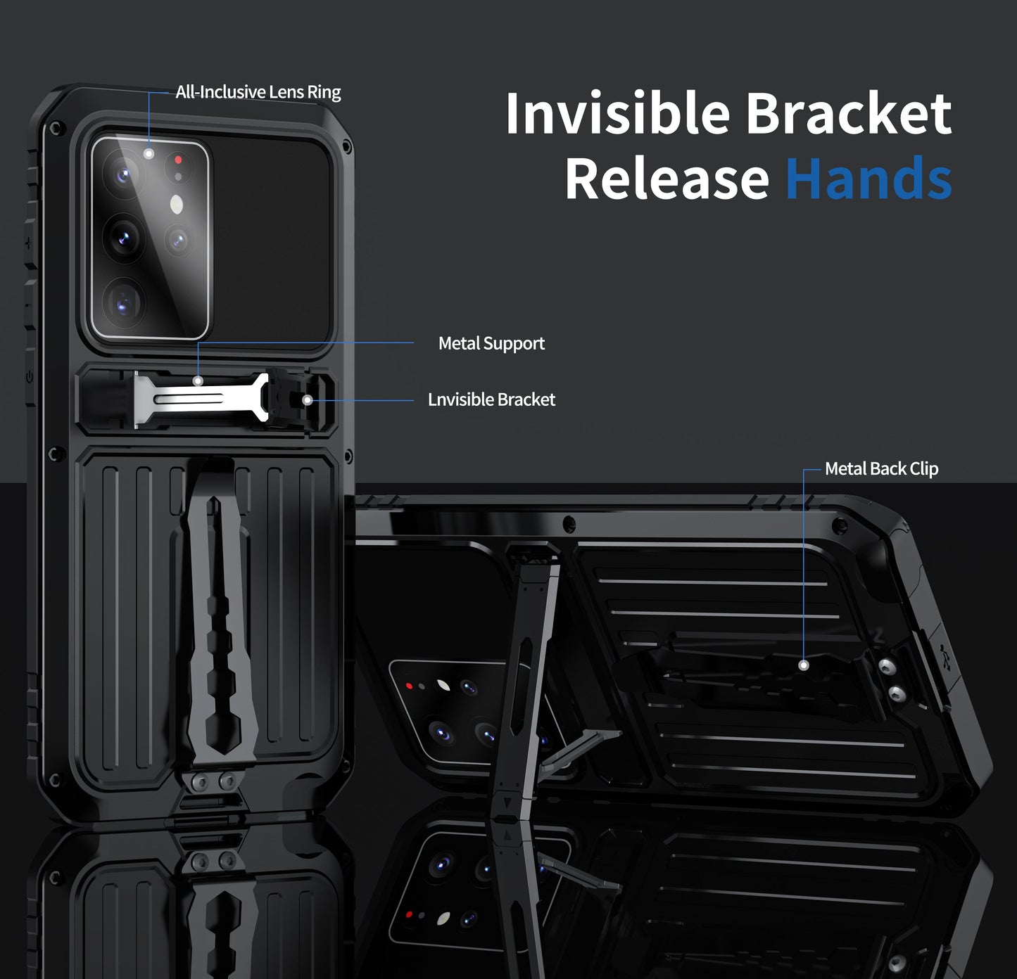 Milit?ry Case Samsung S21 Ultra Metal Armor Cover Shockproof Galaxy S21 FE Back Clip Invisible Bracket
