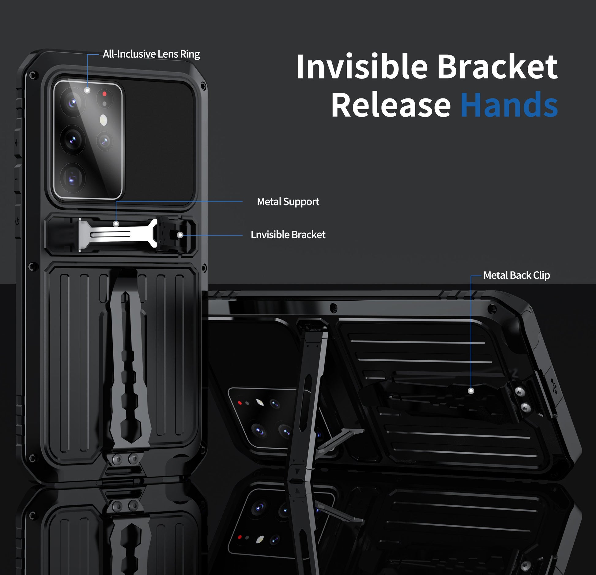 Milit?ry Case Samsung S21 Ultra Metal Armor Cover Shockproof Galaxy S21 FE Back Clip Invisible Bracket