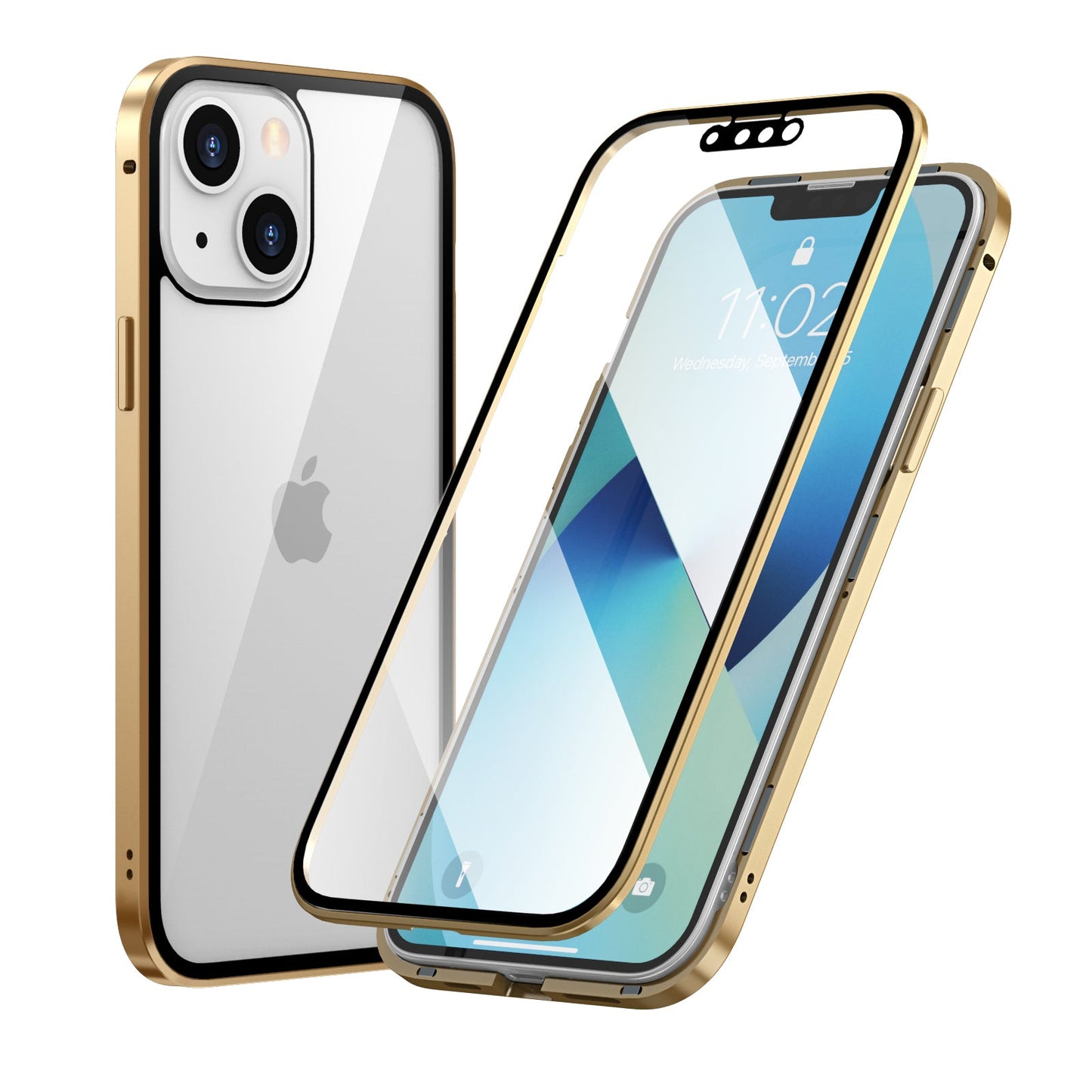 iPhone 13 Pro MAX Magnetic Adsorption Case 13 Mini High Clear Double Sided Tempered Glass Cover