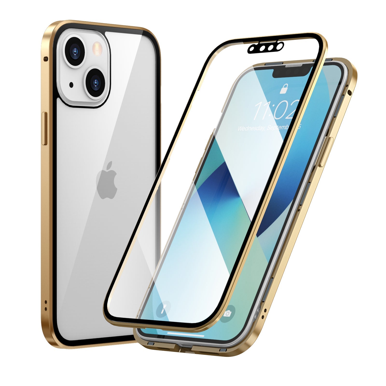 iPhone 13 Pro MAX Magnetic Adsorption Case 13 Mini High Clear Double Sided Tempered Glass Cover