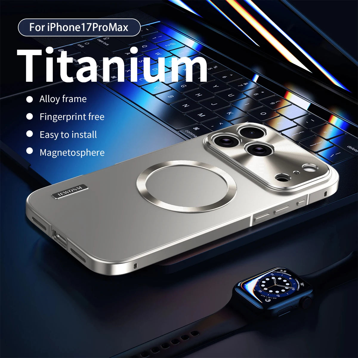 All Aluminum Metal Case for iPhone 17 Pro max Frame Magnetic Suction PC Frosted Backplate Phone Cover  Shockproof Ultra-Thin	