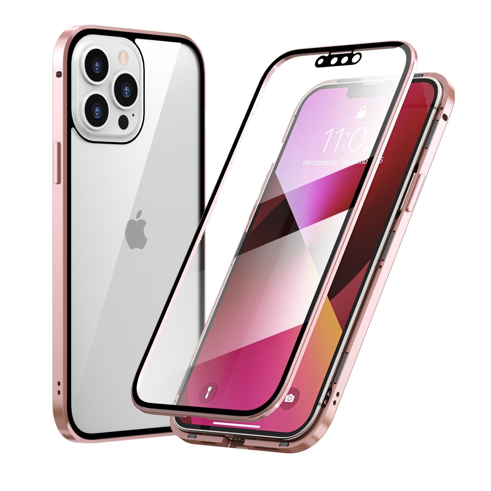 iPhone 13 Pro MAX Magnetic Adsorption Case 13 Mini High Clear Double Sided Tempered Glass Cover