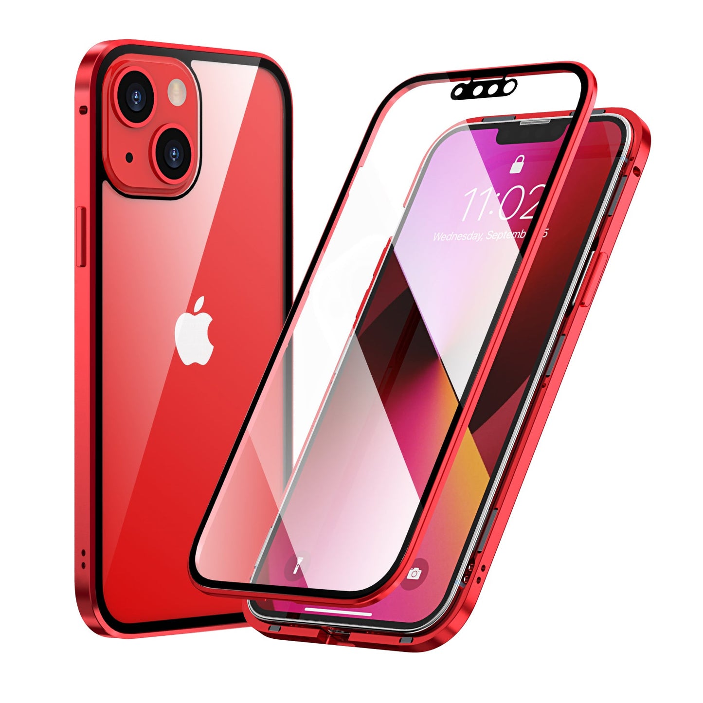 iPhone 13 Pro MAX Magnetic Adsorption Case 13 Mini High Clear Double Sided Tempered Glass Cover