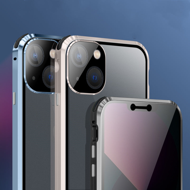 Luxus Anti-Peep Schutzh¨¹lle iPhone 14 Pro Max Magnetische Adsorption HandyH¨¹lle Apple 14 Plus doppelseitige Temperglas Metall 