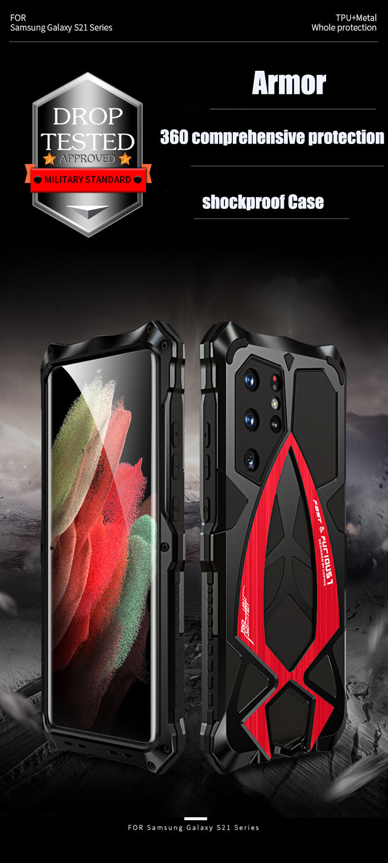 Cool Case Samsung S21 Ultra Race Car Fashion Heavy Duty Metal Armor Tough Cover For Galaxy S21 Plus S21 FE A72 A52 A52S Phone