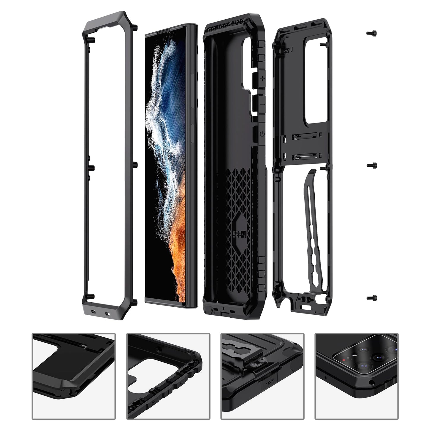 Milit?ry Case Samsung S21 Ultra Metal Armor Cover Shockproof Galaxy S21 FE Back Clip Invisible Bracket