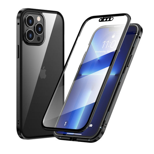 iPhone 13 Pro MAX Magnetic Adsorption Case 13 Mini High Clear Double Sided Tempered Glass Cover