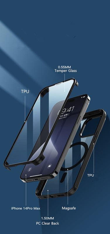 Apple Silicone Case iPhone 14 Pro Max Double Sided Tempered Glass Cover 14 Plus 360 Full-Body Screen Camera Protector