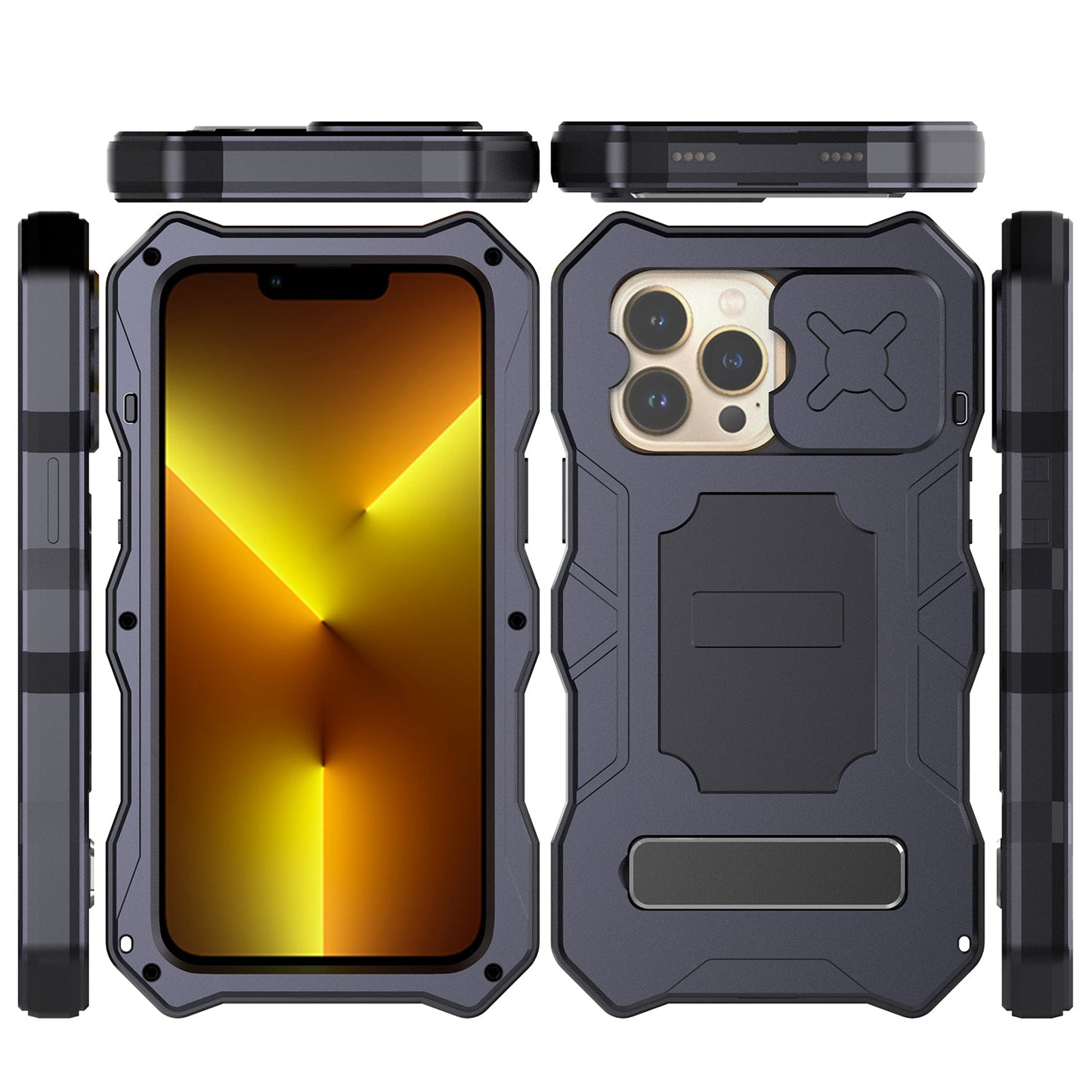 Apple iPhone 13 Pro Max Milit?r Handyh¨¹lle 12 Pro Rugged Armor Case Sto?stange Metall Gleiten Kameraschutz St?nder
