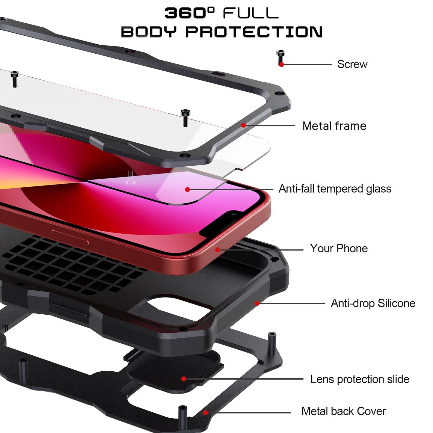 Apple iPhone 13 Pro Max Milit?r Handyh¨¹lle 12 Pro Rugged Armor Case Sto?stange Metall Gleiten Kameraschutz St?nder